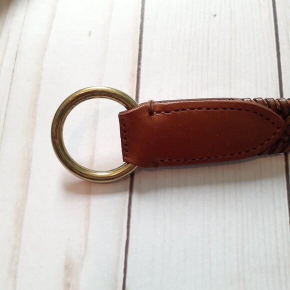 LRL Braided Leather Stretch Belt with Gold Toggle Closure/Buckle Brown Size M - Picture 5 of 15